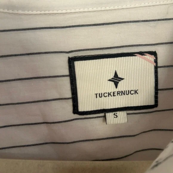 Tuckernuck Pacific Stripe Augustus Shirt Small Cropped Strip, 3/4 Sleeve - Picture 3 of 6